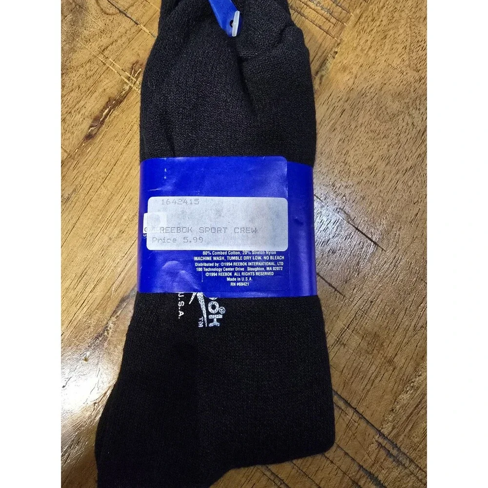 NOS Vintage 90s Reebok Black Golf Sport Crew Dress Casual Socks Size 10-13
